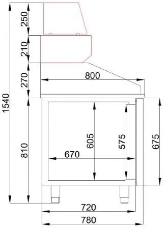 Meuble à pizza 2 portes pleines 5 tiroirs positif - Combisteel - 7489.5235