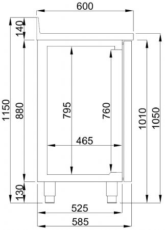 Table desserte réfrigérée 2 portes pleines 550 L positive - Combisteel - 7489.5260