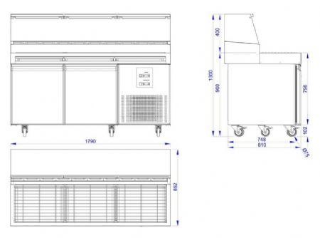 Meuble à pizza 2 portes pleines positif 460 L - Combisteel - 7489.5300