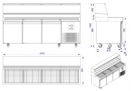 Meuble à pizza 3 portes pleines positif 720 L - Combisteel - 7489.5305