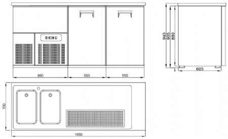 Arrière-bar 2 portes pleines positive - Combisteel - 7489.5325