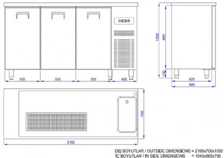 Refroidisseur de bire 3 portes 1r