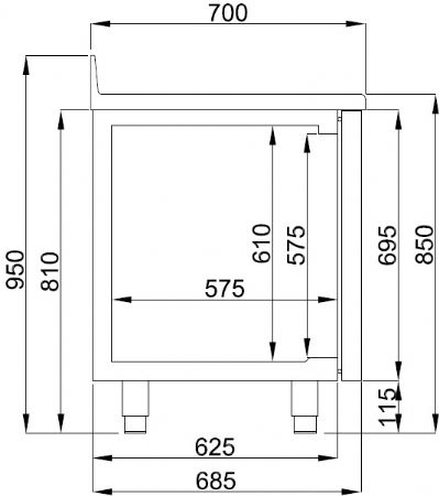 Table desserte réfrigérée 2 portes pleines 281 L positive - Combisteel - 7489.5400