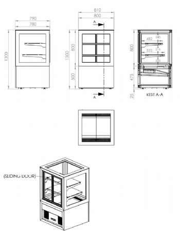 Vitrine réfrigérée panoramique positive noire 800x780x1300 mm - Combisteel - 7489.5450