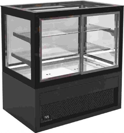 Vitrine réfrigérée panoramique positive Noire 1600x780x1300 mm avec 2 étagères - Combisteel - 7489.5465