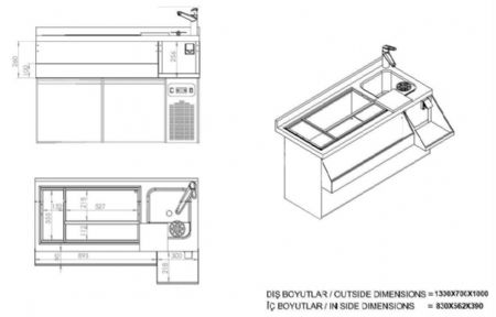 Table cocktail professionnelle réfrigérée 2 portes avec évier et lave-verres - Combisteel - 7489.6000
