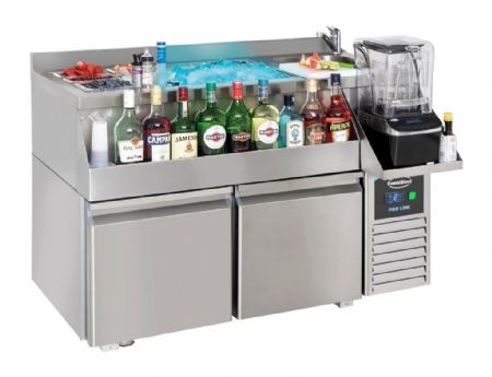 Table cocktail professionnelle réfrigérée 2 portes avec évier et lave-verres - Combisteel - 7489.6000