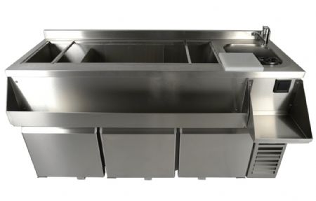 Table cocktail professionnelle réfrigérée 3 portes avec évier et lave-verres - Combisteel - 7489.6005