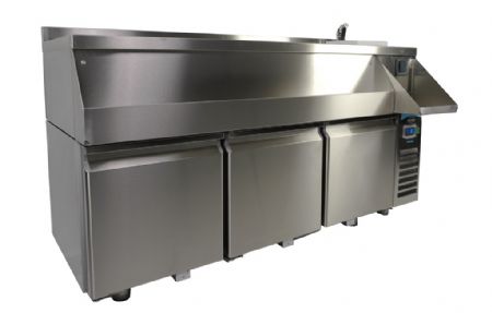 Table cocktail professionnelle réfrigérée 3 portes avec évier et lave-verres - Combisteel - 7489.6005