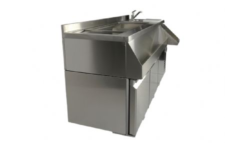 Table cocktail professionnelle réfrigérée 3 portes avec évier et lave-verres - Combisteel - 7489.6005