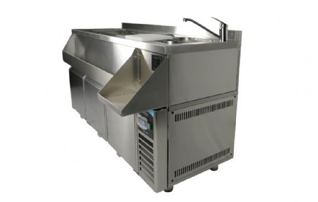 Table cocktail professionnelle réfrigérée 3 portes avec évier et lave-verres - Combisteel - 7489.6005