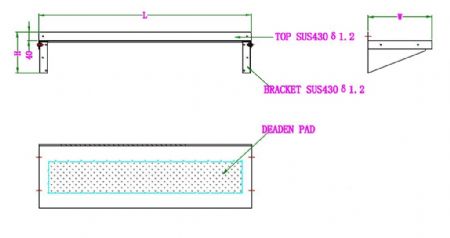 tagre murale inox avec consoles - 1000x300x190mm