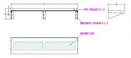 tagre murale inox avec consoles - 2000x400x190mm