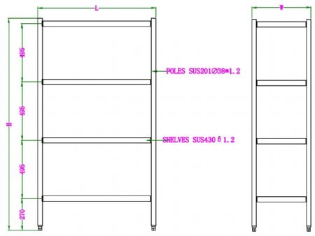 Rayonnage 900x500x1800 mm - Combisteel - 7490.0235