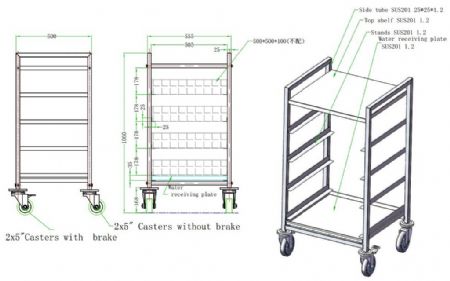 Trolley pour paniers de lavage 500x500