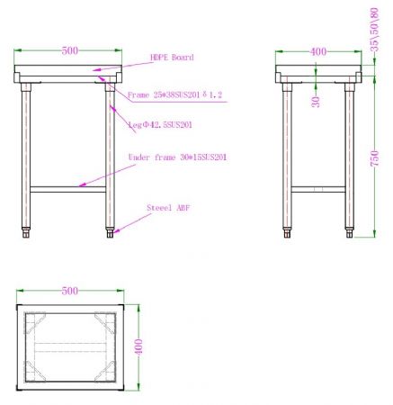 Billot boucherie en polyéthylène 500x400x750 mm - Combisteel - 7490.0305