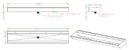 Évier inoxydable AISI 304 1 bac avec 4 trous de robinet 1800x360x135 mm - Combisteel - 7490.0350