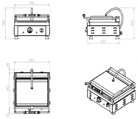 Grill panini à plaques nervurées - Combisteel - 7491.0005