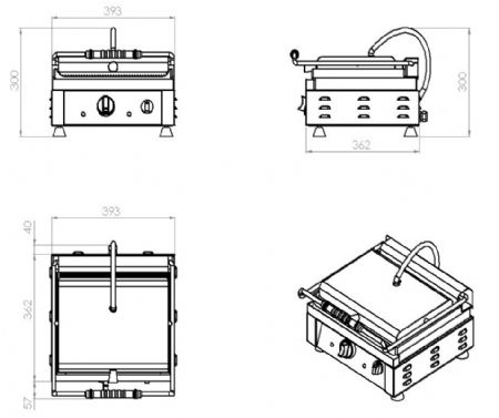 Grill panini à plaques nervurées - Combisteel - 7491.0005