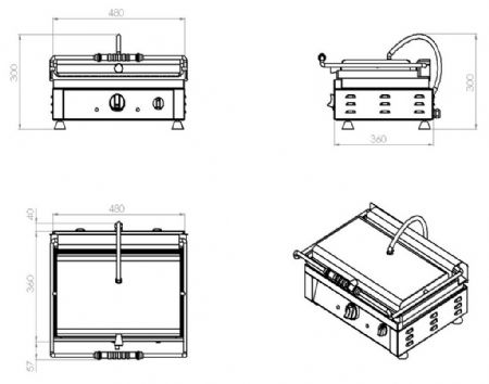Grill panini à plaques nervurées - Combisteel - 7491.0020
