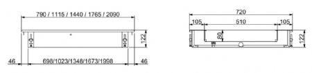 Bac  glace pile encastrable gn 5/1 1765x720x122
