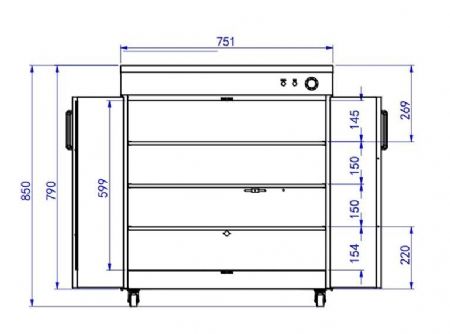 Armoire chauffante pro 2 portes 750x485x850