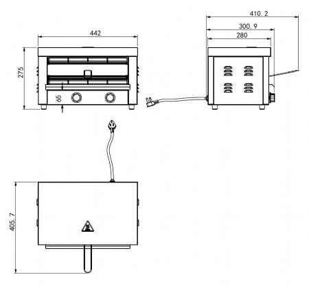 Toaster salamandre avec température réglable - Combisteel - 7518.0160