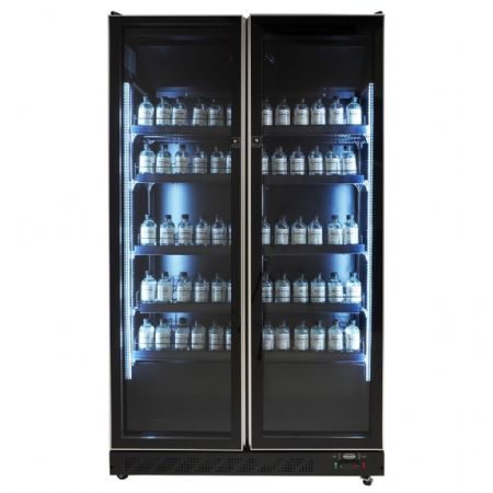 Armoire à boissons 2 portes vitrées noire 758 L positive - Combisteel - 7526.0010