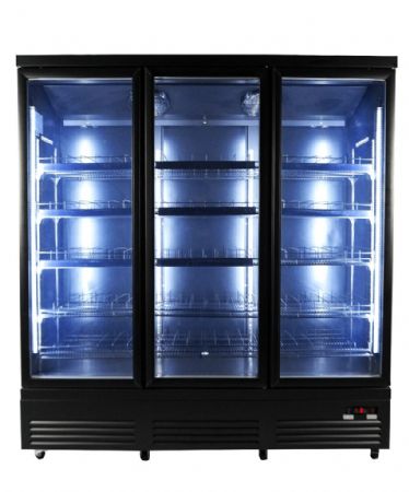 Vitrine murale de supermarché noire 3 portes vitrées positive 1880 mm - Combisteel - 7526.0110