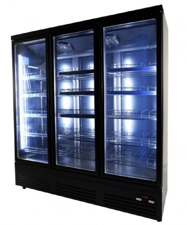 Vitrine murale de supermarché noire 3 portes vitrées positive 1880 mm - Combisteel - 7526.0110