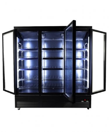 Vitrine murale de supermarché noire 3 portes vitrées positive 1880 mm - Combisteel - 7526.0110
