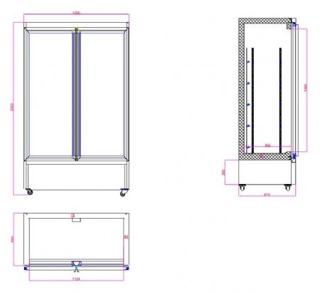 Vitrine murale négative de supermarché noire 2 portes vitrées 1250 mm - Combisteel - 7526.0125