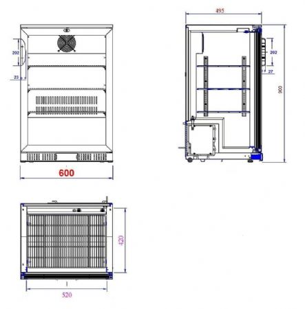 Arrière bar 1 porte vitrée 138 L positif - Combisteel - 7527.0005