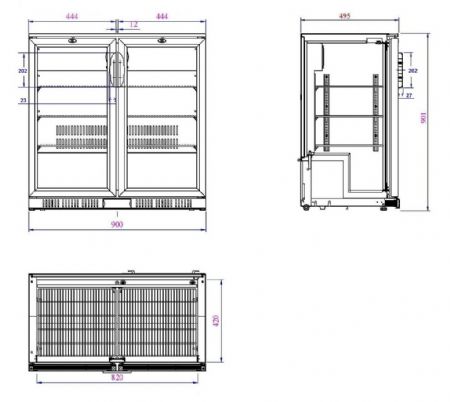 Arrière-bar 2 portes vitrées 208 L positive - Combisteel - 7527.0010