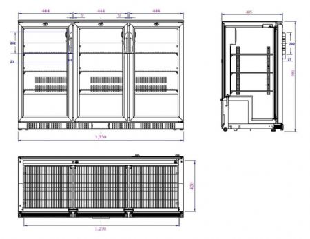 Arrière-bar 3 portes vitrées 330 L positive - Combisteel - 7527.0015