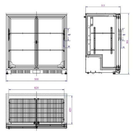 Arrière-bar 2 portes vitrées 208 L positive - Combisteel - 7527.0020