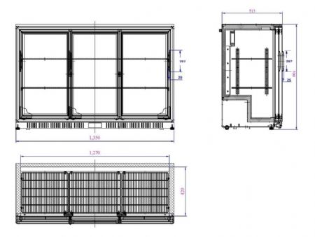 Arrière-bar 3 portes vitrées 330 L positive - Combisteel - 7527.0025