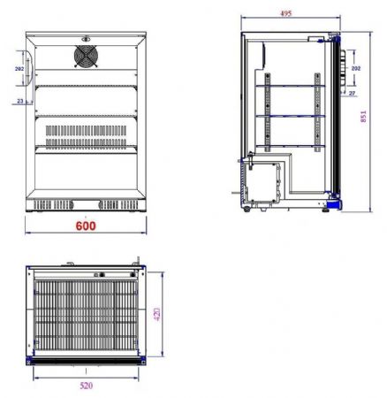 Arrière bar 1 porte vitrée 128 L positif - Combisteel - 7527.0030