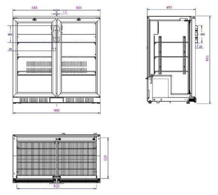 Arrière-bar 2 portes vitrées 198 L positive - Combisteel - 7527.0035
