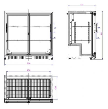 Arrière-bar 2 portes vitrées 198 L positive - Combisteel - 7527.0045