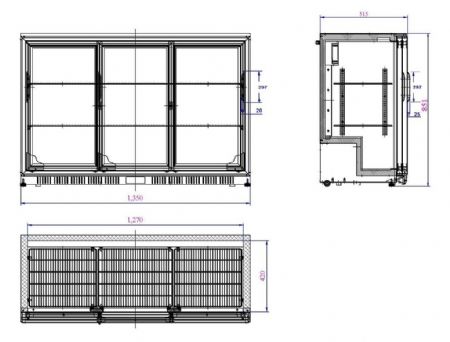 Arrière-bar 3 portes vitrées 320 L positive - Combisteel - 7527.0050
