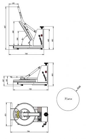 Façonneuse à pizza diamètre 458 mm avec plaque chauffante et épaisseur réglable - Combisteel - 7534.0100