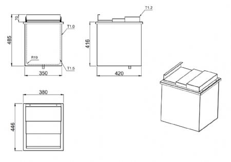 Bac  glace encastrable acier inoxydable - 380x446x524mm