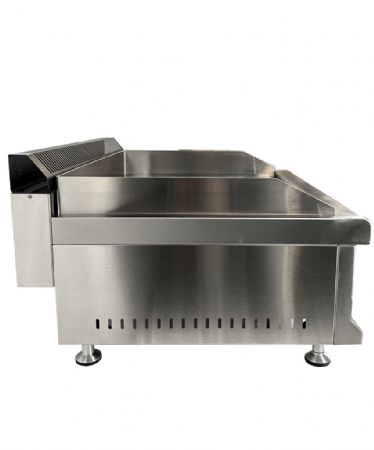 Plaque grill professionnelle  gaz avec 2 zones de cuisson en chrome lisse  poser - 750x400 mm