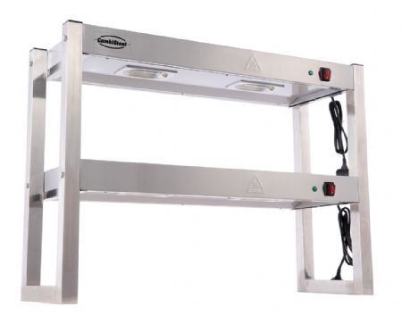 Rampe chauffante halogène 2 niveaux 1,2 kW 4 éléments 900x300x650 mm - Combisteel - 7539.0045