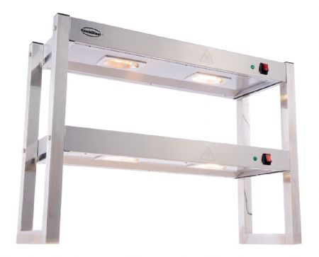 Rampe chauffante halogène 2 niveaux 1,2 kW 4 éléments 900x300x650 mm - Combisteel - 7539.0045