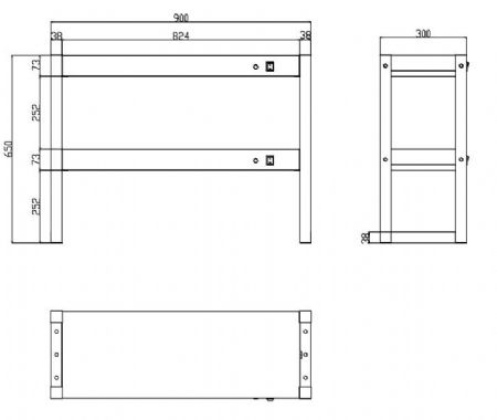 Rampe chauffante halogène 2 niveaux 1,2 kW 4 éléments 900x300x650 mm - Combisteel - 7539.0045