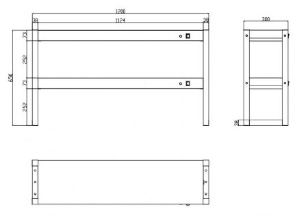 Etagre chauffante 2 tages dmontable - largeur 1200mm