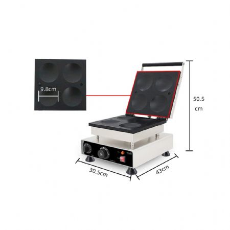 Crêpière professionnelle 4 crêpes américaines Ø 10 cm acier inoxydable Monophasé - Combisteel - 7540.0030