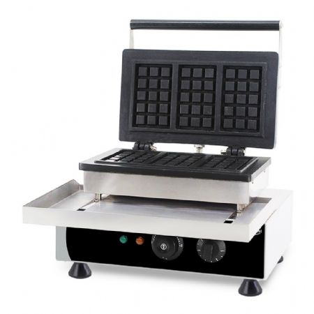 Gaufrier professionnel Monophasé acier inoxydable 3 gaufres de Bruxelles 125x77x22 mm - Combisteel - 7540.0060